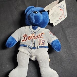 Detroit Blue Plush Bear in Baseball Jersey - Kids Stuffed Animal